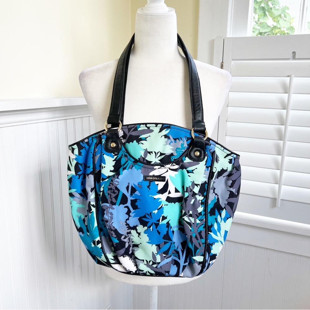 Vera Bradley Multi Blue Floral Camo Nylon Shoulder Bag